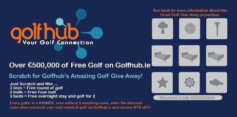 Golfhub will be handing out 30,000 specially designed scratch cards starting at the Ladies Irish Open end of June at Portmarnock Hotel & Golf Links
